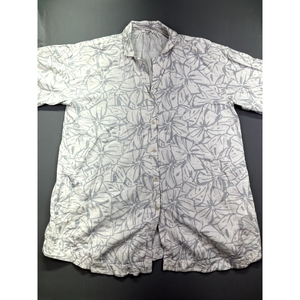 Madewell White and Gray Casual Button Down Shirt